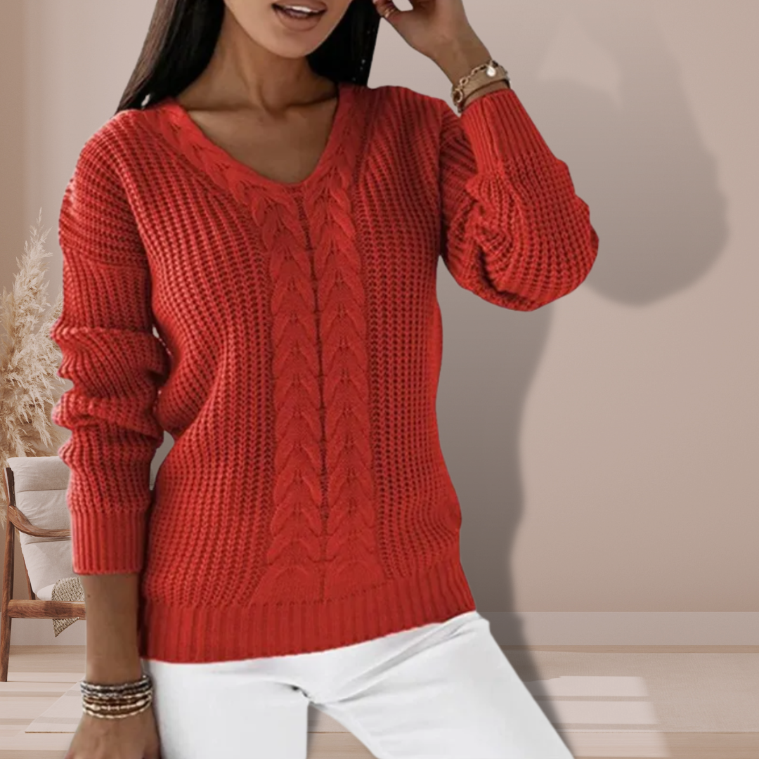 Street-Wave V-Neck Knit Sweater For Women Soft Acrylic Classic Comfort Everyday Wear
