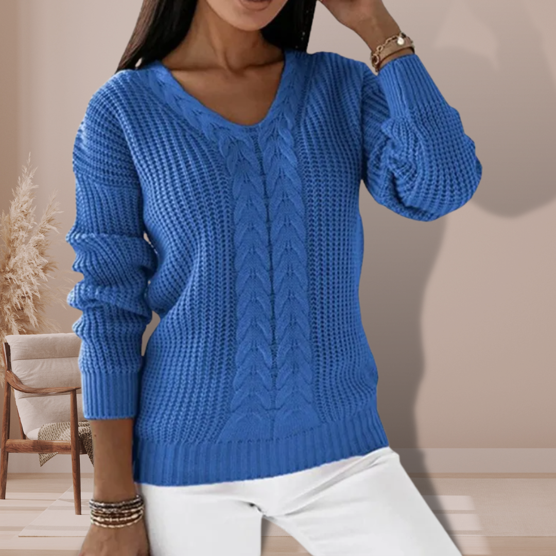 Street-Wave V-Neck Knit Sweater For Women Soft Acrylic Classic Comfort Everyday Wear