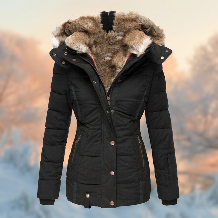 Street Wave Puffer Jacket With Warm Fleece Lining For Cold Days Cozy Stylish Winter Coat For Women