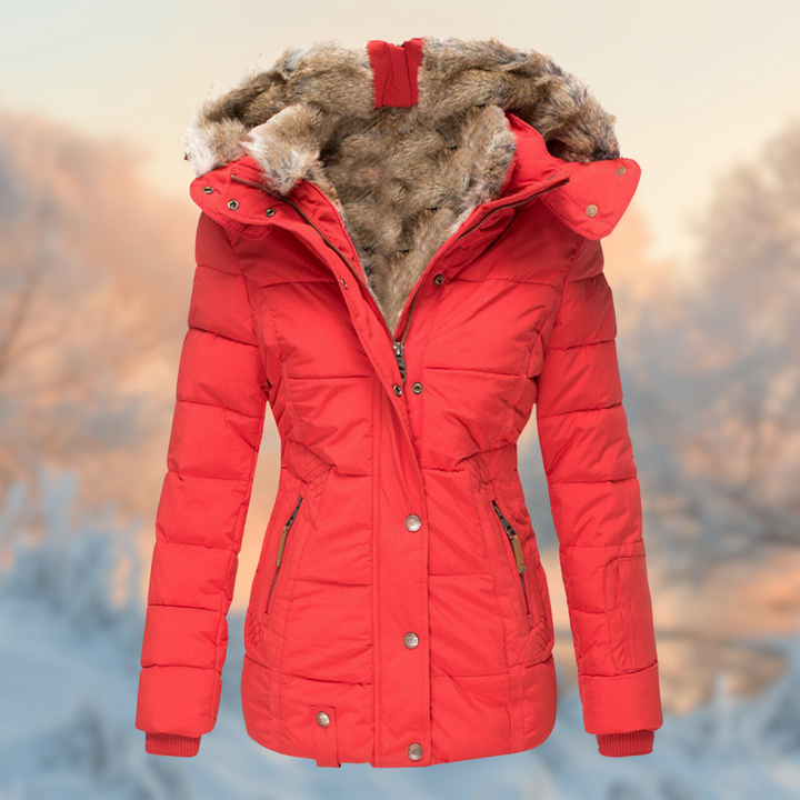 Street Wave Puffer Jacket With Warm Fleece Lining For Cold Days Cozy Stylish Winter Coat For Women