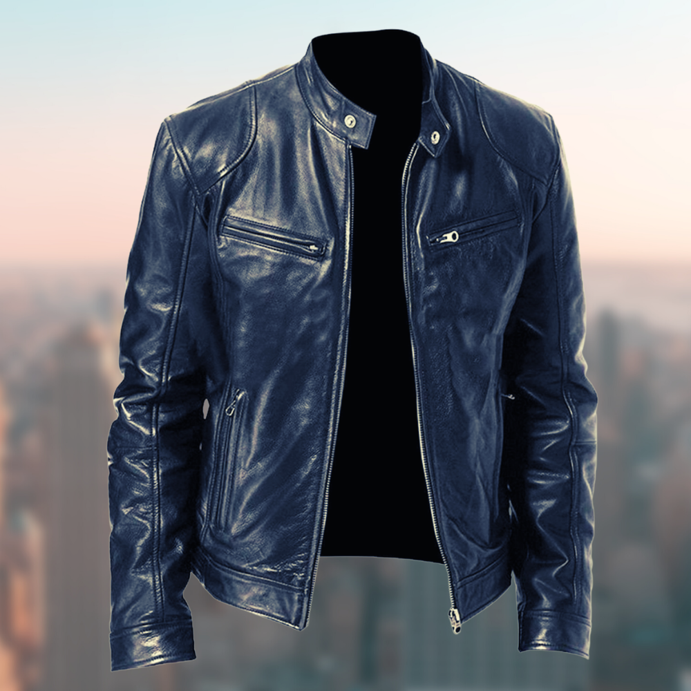 Street-wave Flair Leather Jacket For Men - Premium Faux Leather, Timeless Style, All-Season Comfort