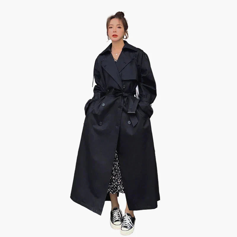 Street Wave Daisy Trench Coat For Women Oversized Chic Layering Ready