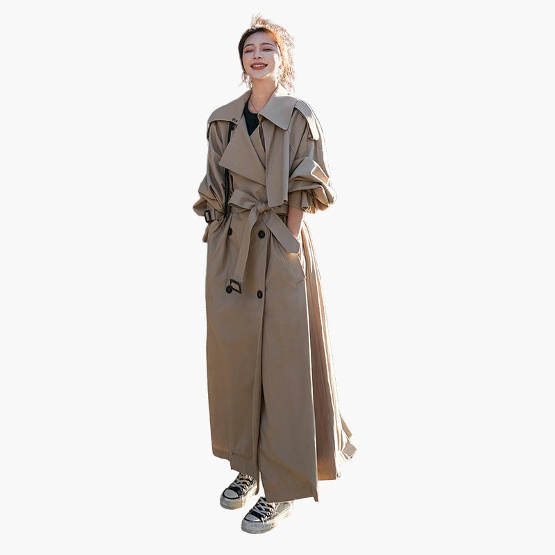 Street Wave Daisy Trench Coat For Women Oversized Chic Layering Ready