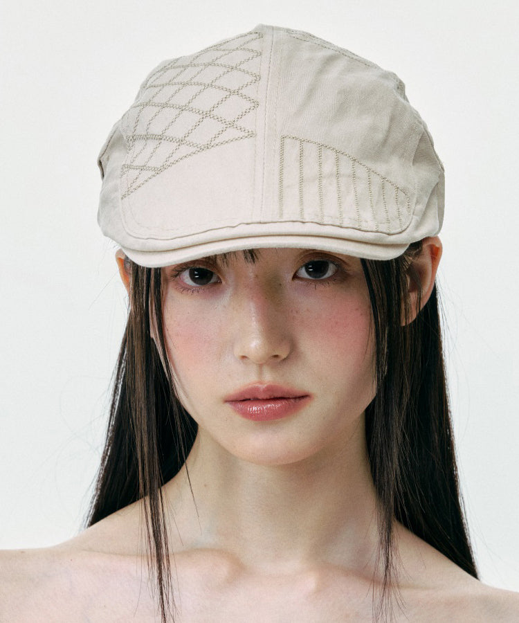 Chapeau breton polyvalent beige patchwork coréen japonais - Street-Wave