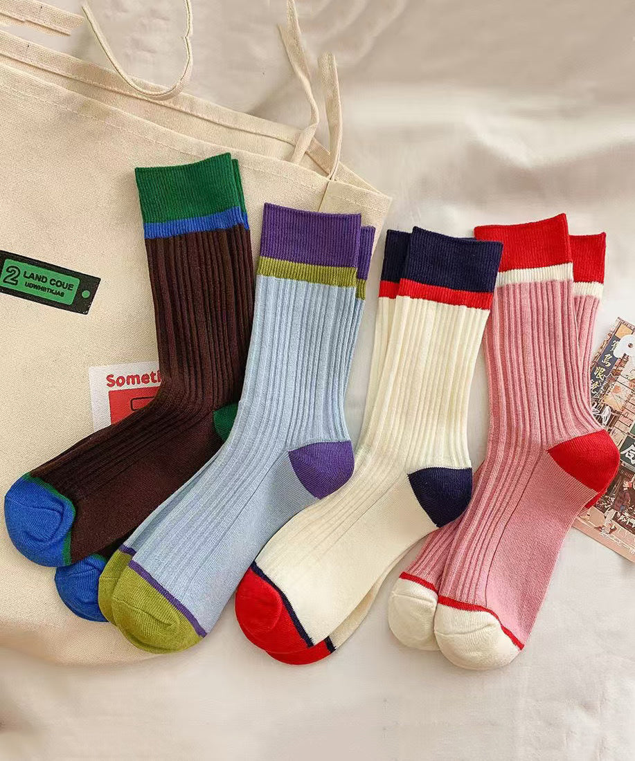 Chaussettes mi-mollet style coréen colorblock printemps-automne - Street-Wave