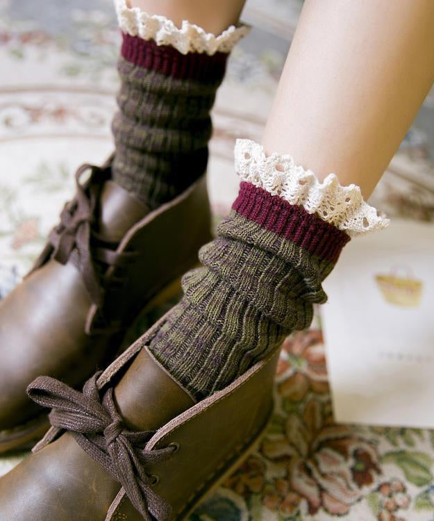 Chaussettes mi-mollet style coréen en dentelle patchwork automne-hiver - Street-Wave