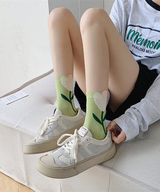 Chaussettes mi-mollet en coton jacquard version coréenne - Street-Wave