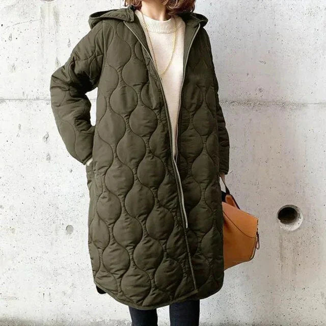 Street Wave Quilted Coat With Adjustable Hood For Women Cozy Outdoor Ready All Day Comfort