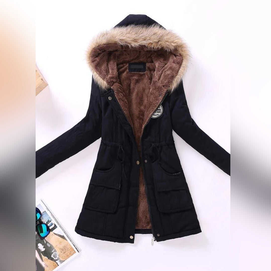 Street Wave Women's Winter Parka Jacket With Cozy Fur Lined Hood For Warmth And Comfort