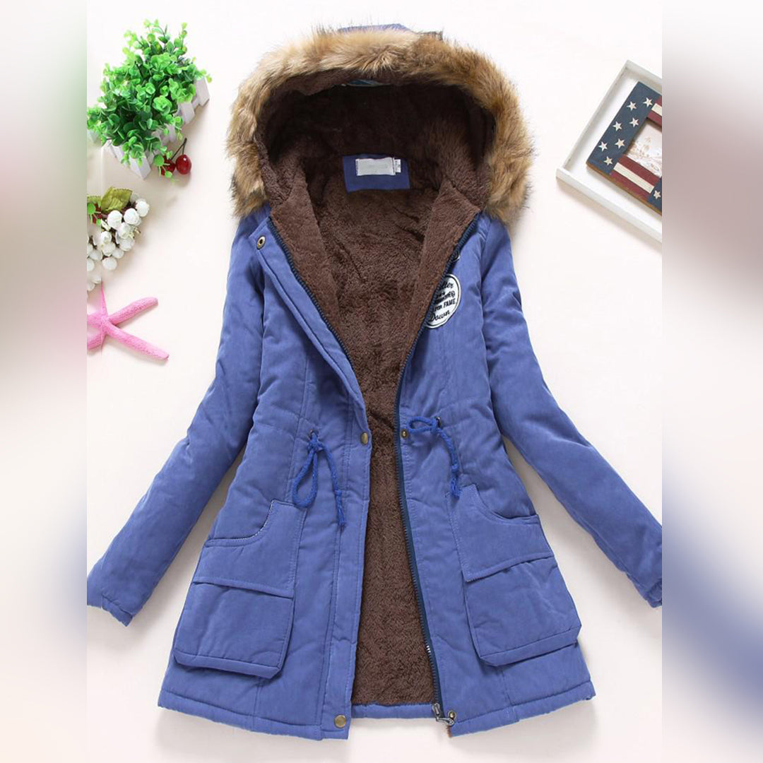 Street Wave Women's Winter Parka Jacket With Cozy Fur Lined Hood For Warmth And Comfort