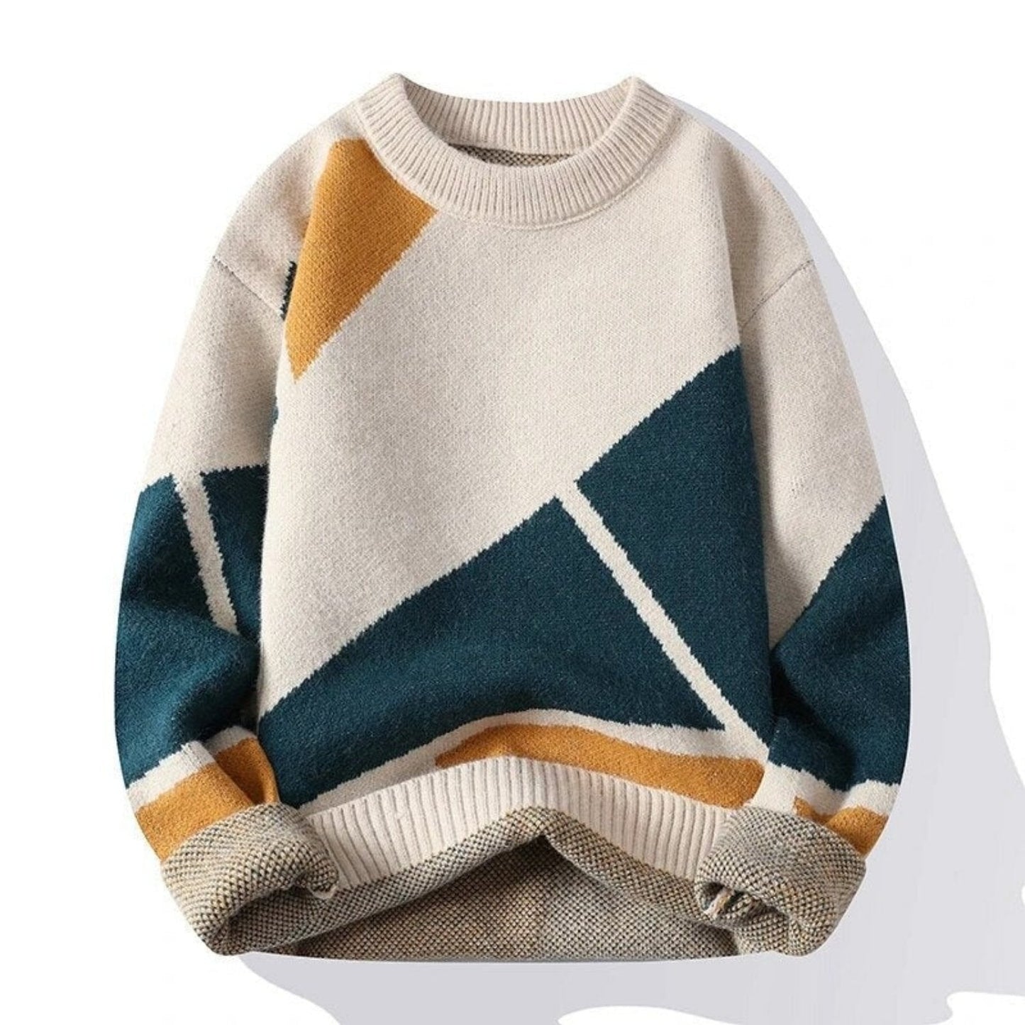 Street-wave Geometric Color Block Knit Sweater For Men And Women Warmth And Cozy Comfort For Fall And Winter Outerwear