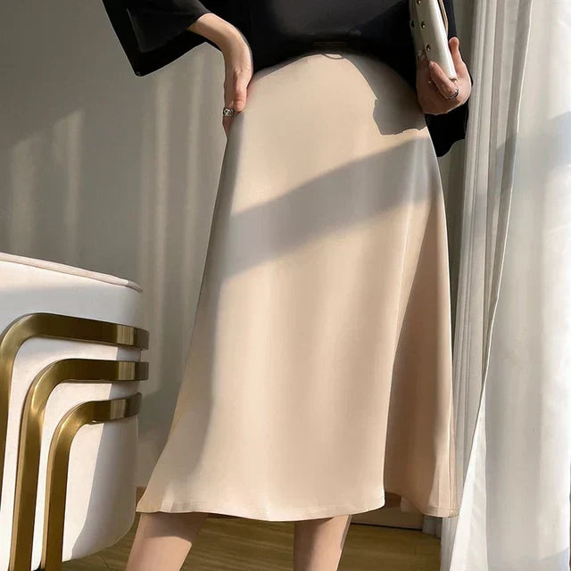 Street Wave Silk Satin Midi Skirt For Women Luxurious Elegant Evening Wear Timeless Chic