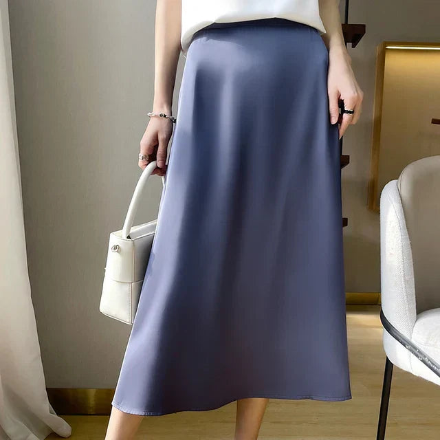Street Wave Silk Satin Midi Skirt For Women Luxurious Elegant Evening Wear Timeless Chic
