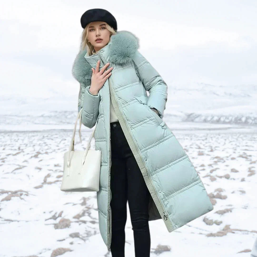 Street-wave Womens Down Puffer Coat With Hood And Faux Fur Trim Warm Lightweight Zipper