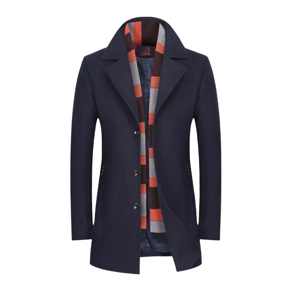 Street Wave Mens Wool Overcoat With Stand Collar Warmth And Windproof Protection Burgundy
