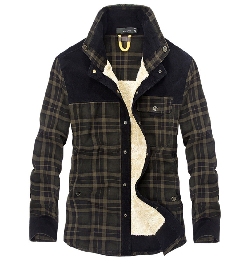 Street-wave Flannel Winter Jacket For Men With Stand Collar Premium Warmth And Style
