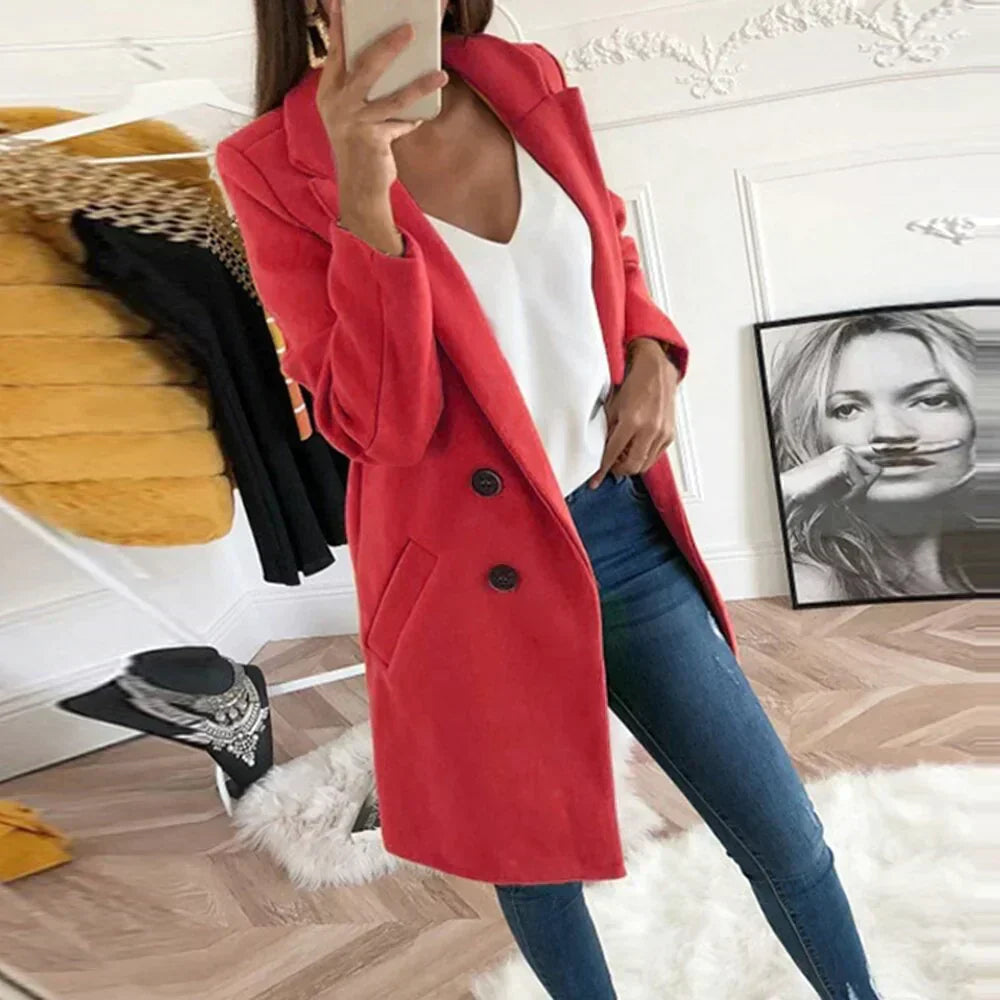 Street-wave Longline Coat for Women in Vibrant Colors Versatile Elegant Comfort Fit