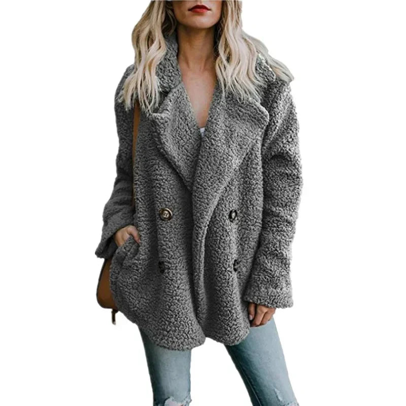Street-Wave Womens Teddy Coat Lucia Warm Cozy Tailored Fit For Women With Soft Fur Look