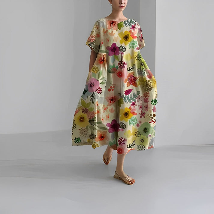 Floral Midi Dress for Women Street-Wave Jacklyn Effortless Relaxed