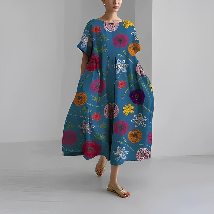 Floral Midi Dress for Women Street-Wave Jacklyn Effortless Relaxed