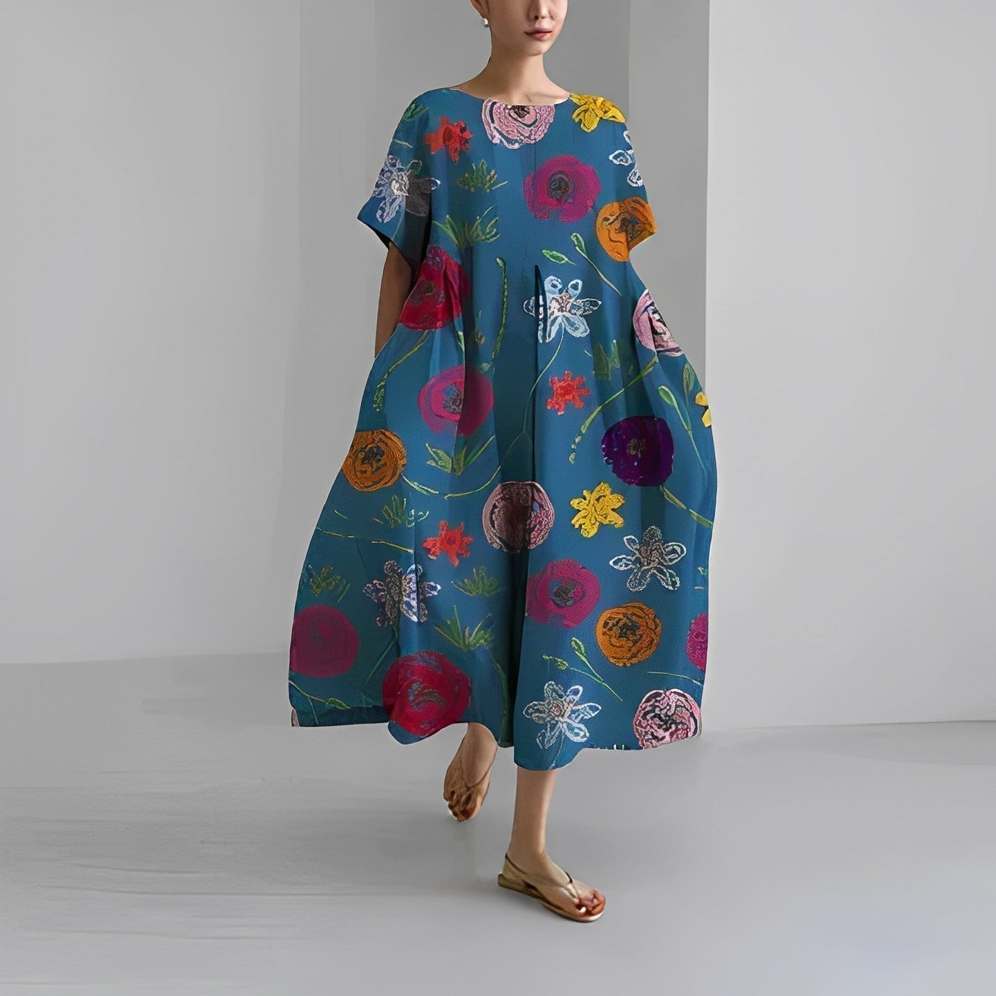 Street Wave Amelie Flowy Boho Dress For Women With Floral Print