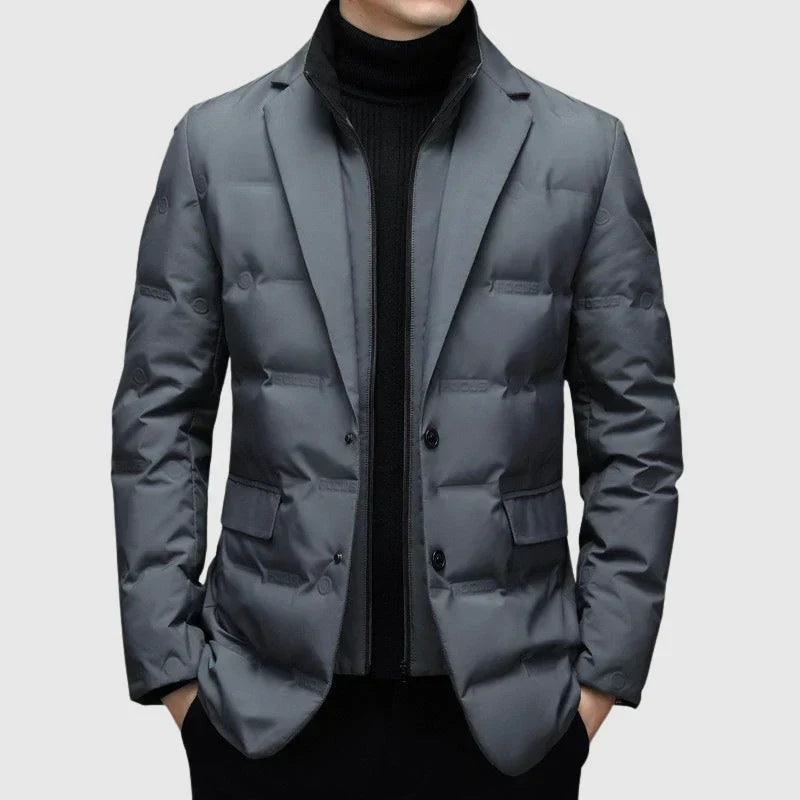 Nordisk Flair Men's Quilted Jacket Tailored Fit Blazer Style Notched Lapel Two Button Closure