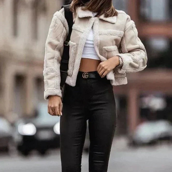 Street-Wave Patchwork Leather Jacket For Women Water-Repellent And Stylish Weatherproof Outerwear