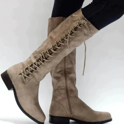 Street Wave Lace Up Knee High Boots For Women Stylish Comfort