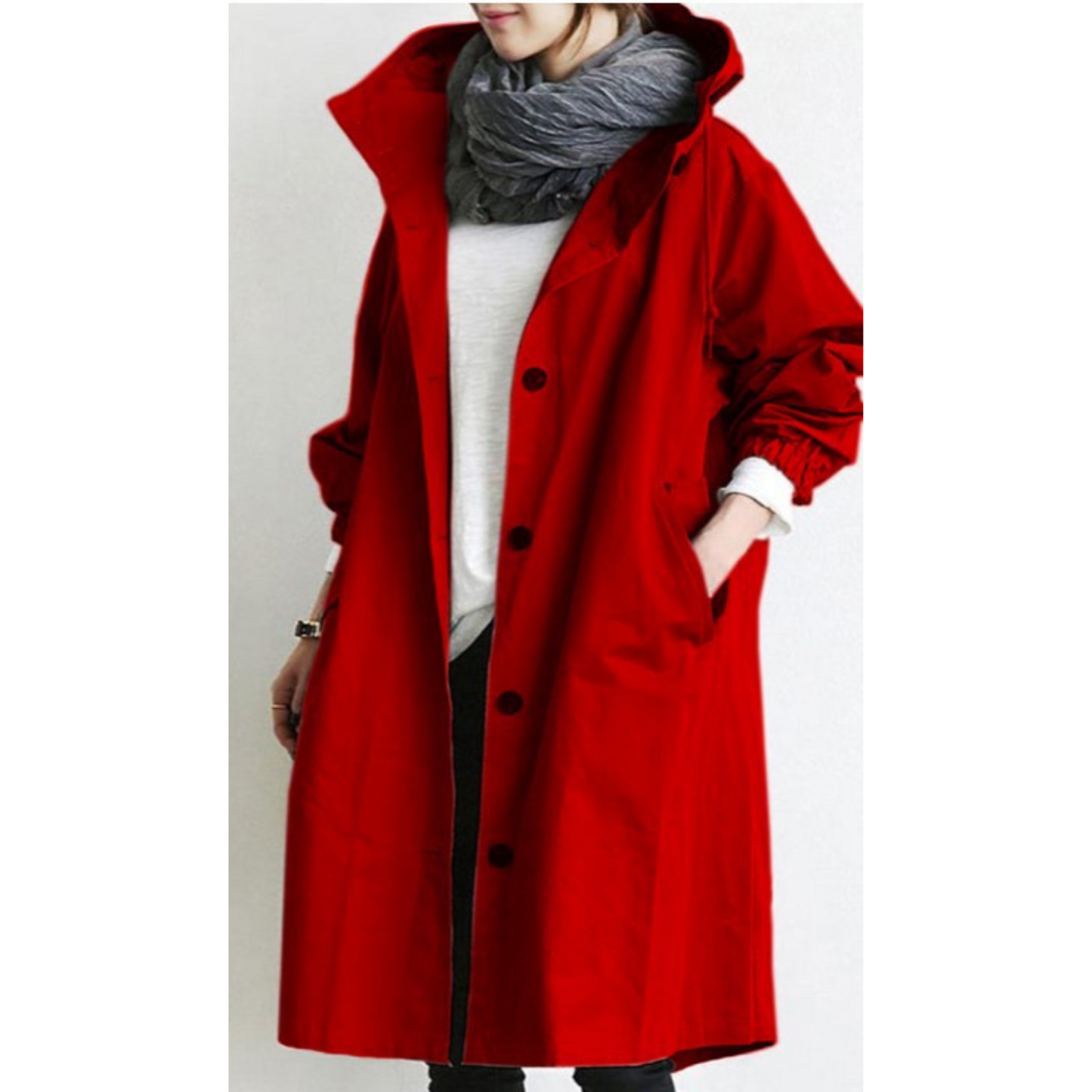 Street-wave Hooded Long Women Trench Coat Weatherproof Style For Everyday Rainy Days