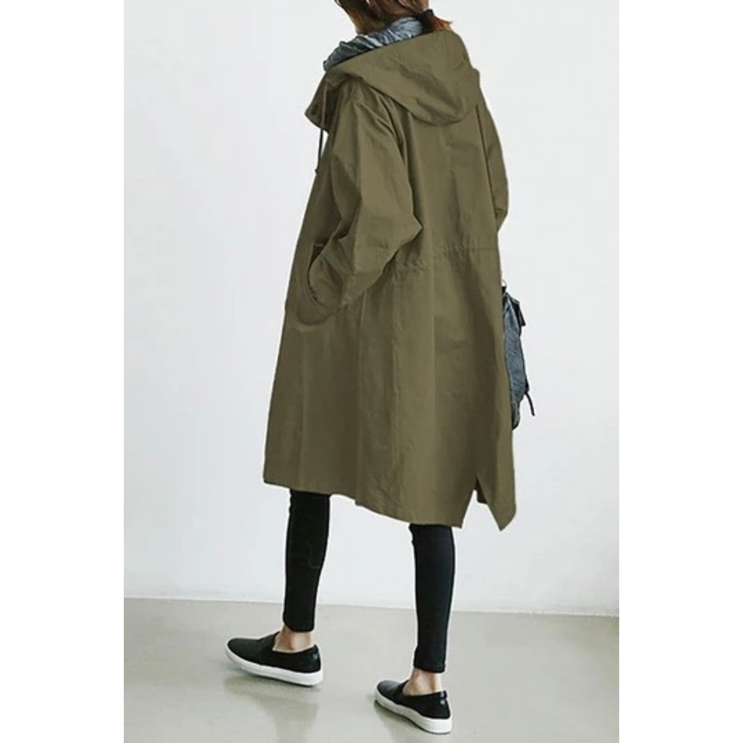 Street-wave Hooded Long Women Trench Coat Weatherproof Style For Everyday Rainy Days