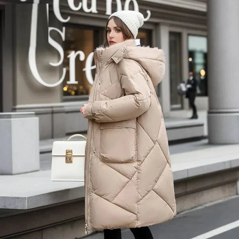 Street Wave Long Puffer Coat For Women Warm Elegant Sustainable Outerwear Ideal For Everyday Wear