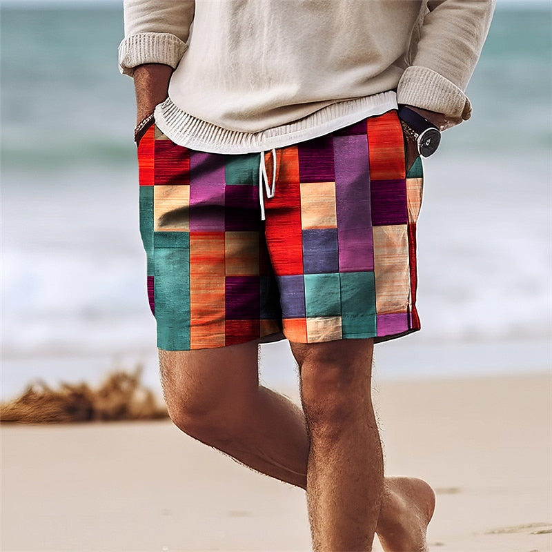 Street Wave Larry Swim Shorts For Men Bold Patchwork Design Premium Comfort All Day Comfort
