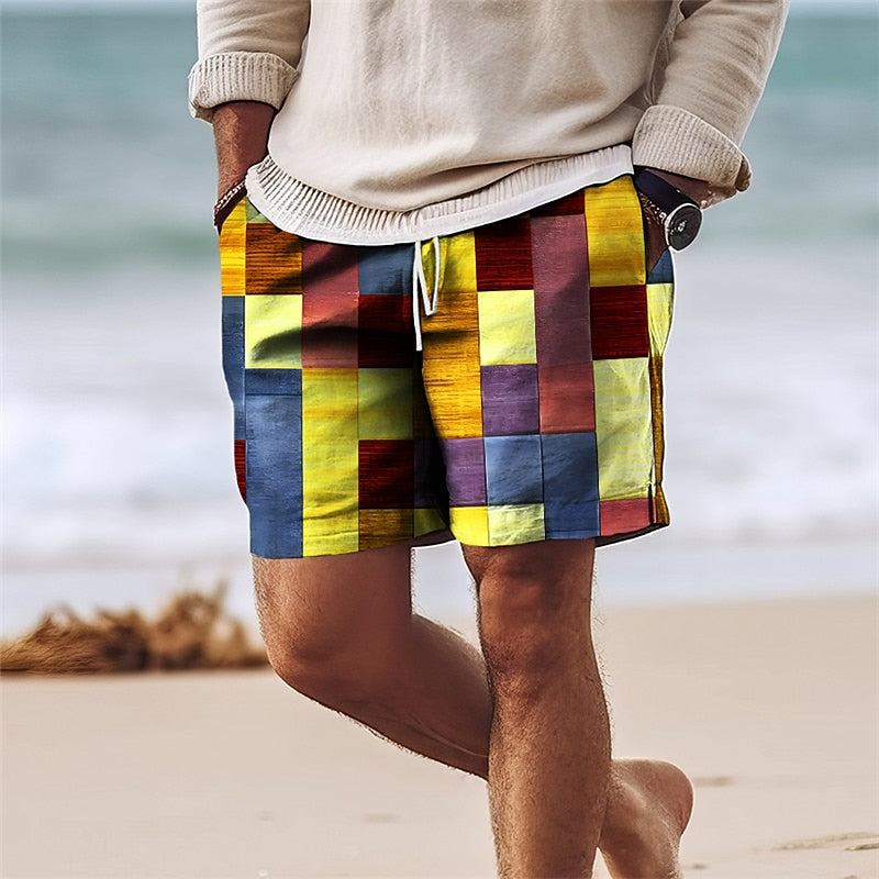 Street Wave Larry Swim Shorts For Men Bold Patchwork Design Premium Comfort All Day Comfort