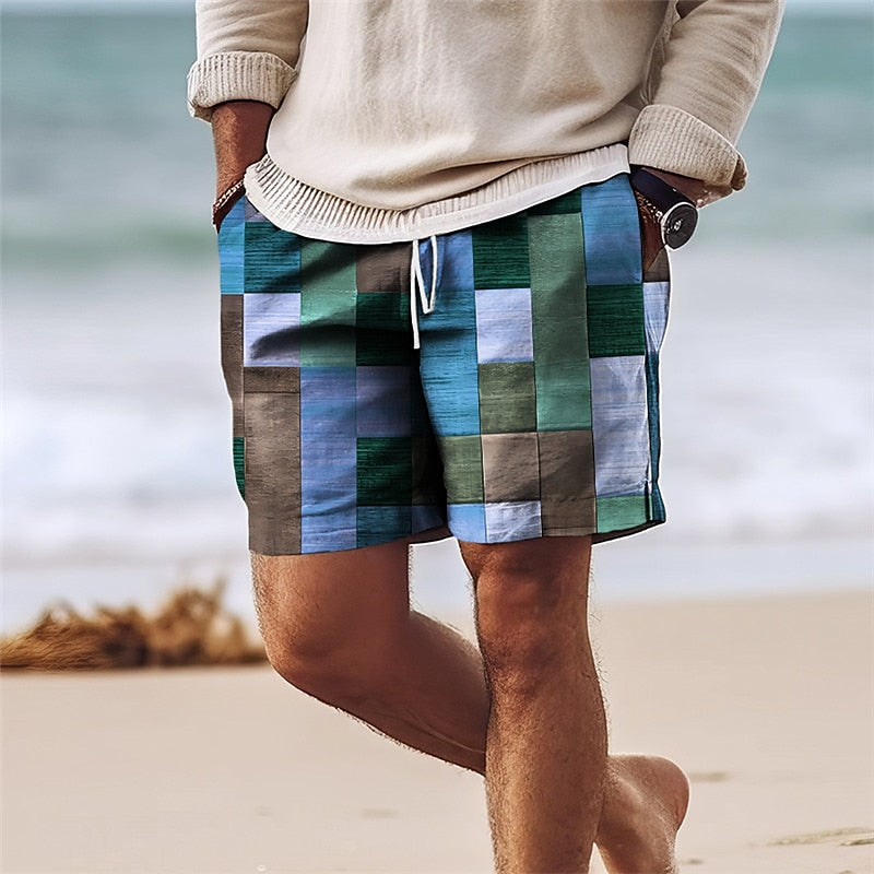 Street Wave Larry Swim Shorts For Men Bold Patchwork Design Premium Comfort All Day Comfort