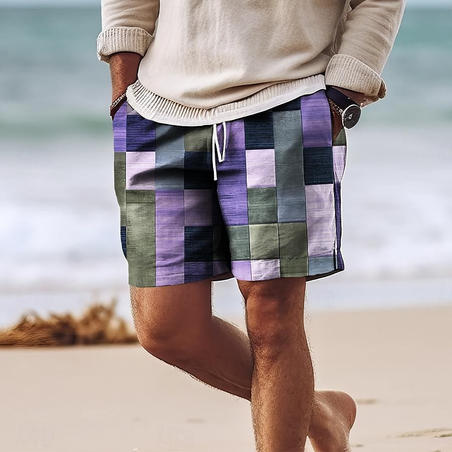 Street Wave Larry Swim Shorts For Men Bold Patchwork Design Premium Comfort All Day Comfort