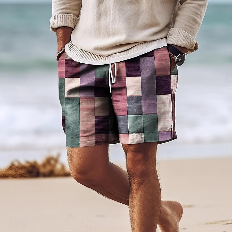 Street Wave Larry Swim Shorts For Men Bold Patchwork Design Premium Comfort All Day Comfort
