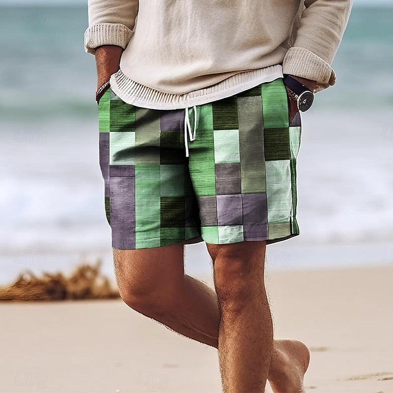 Street Wave Larry Swim Shorts For Men Bold Patchwork Design Premium Comfort All Day Comfort