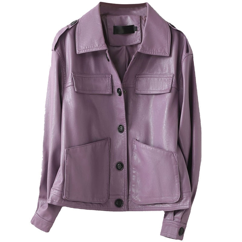 Streetwave Faux Leather Jacket For Trendy Teens In Purple Solid Color With Classic Style