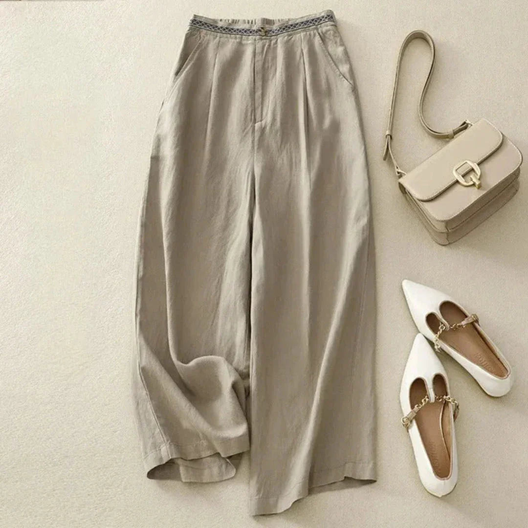 Layla Sretch Waistband Wide-Leg Pants