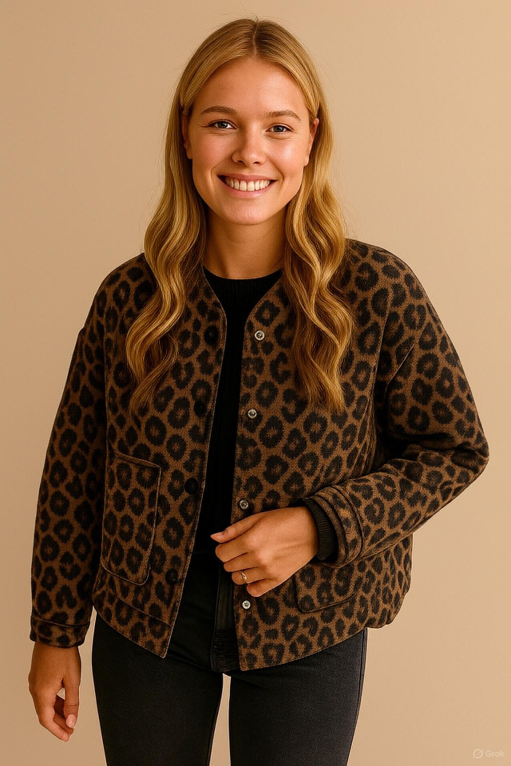 Street-Wave Leopard Print Womens Jacket Leandra Cozy Comfort For Everyday Style Chic