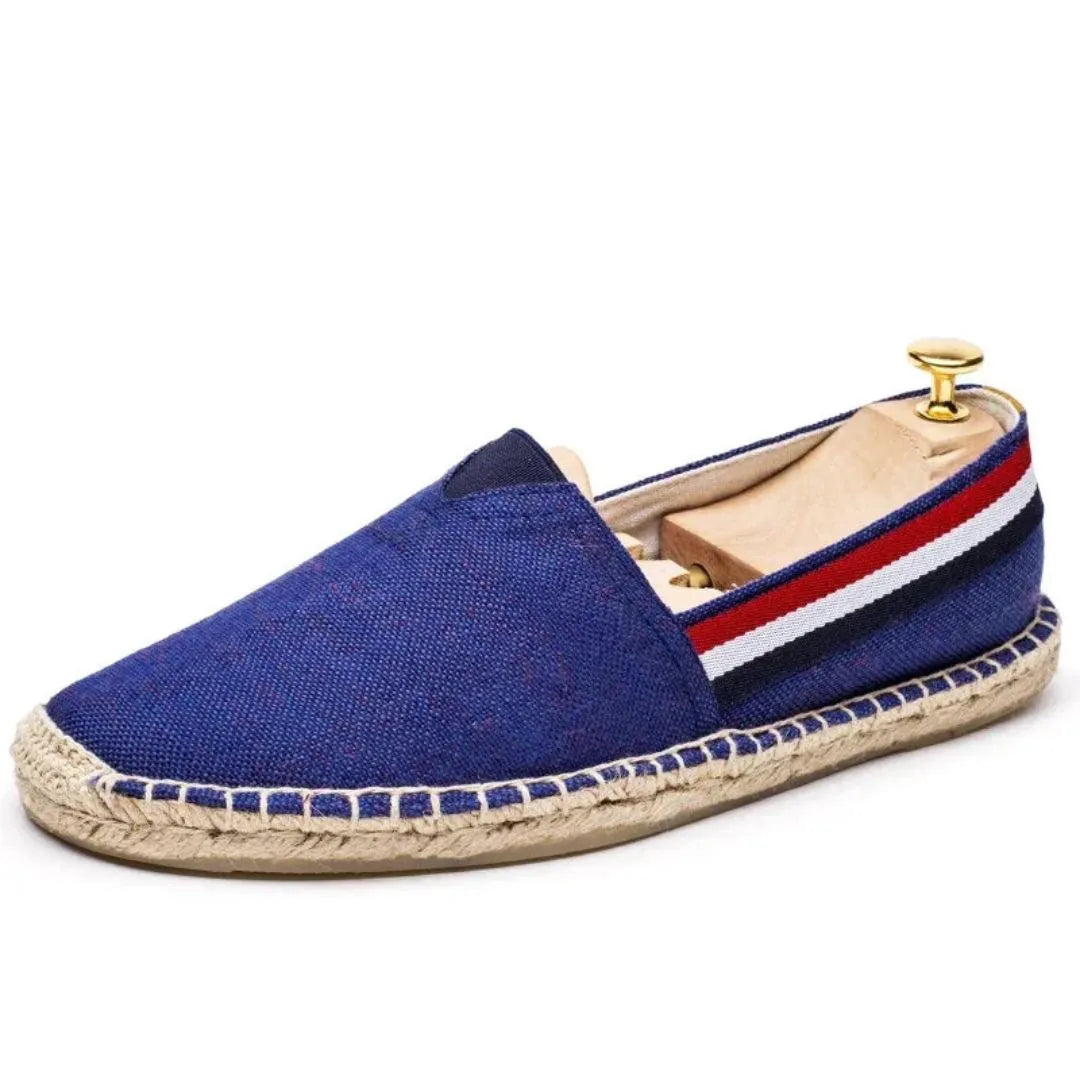 Street-Wave Leandro Coastline Premium Canvas Loafers With Signature Red White Navy Stripe And Breathable Lining