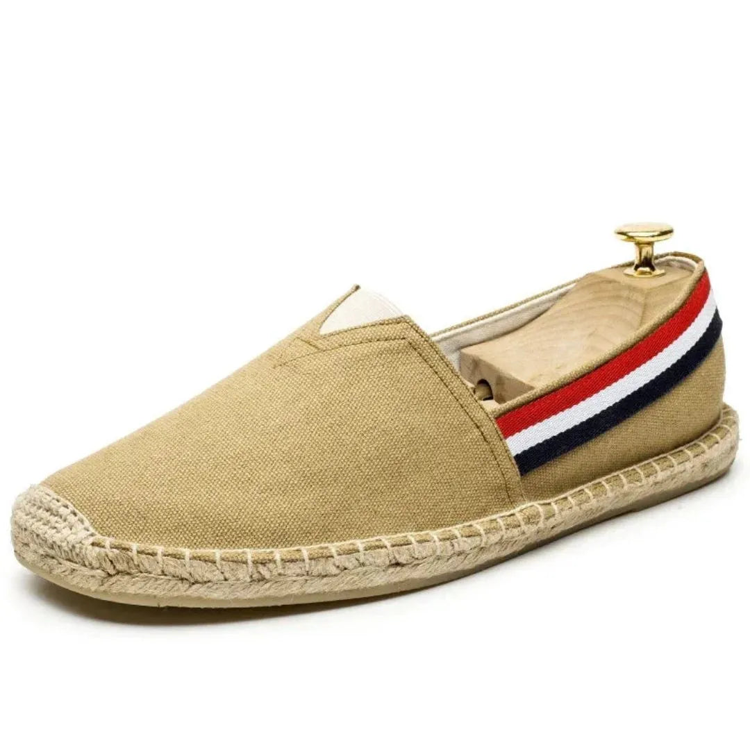 Street-Wave Leandro Coastline Premium Canvas Loafers With Signature Red White Navy Stripe And Breathable Lining
