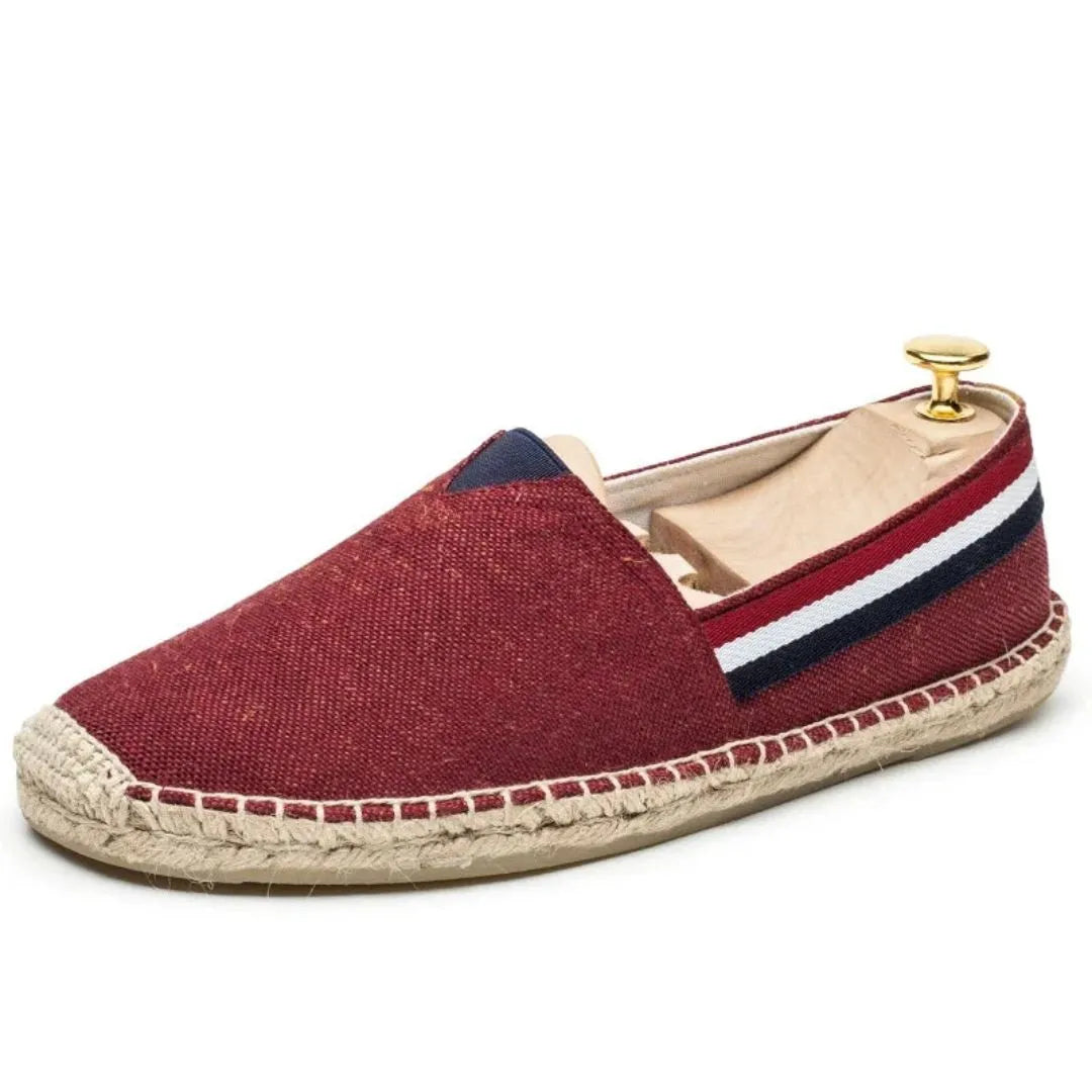 Street-Wave Leandro Coastline Premium Canvas Loafers With Signature Red White Navy Stripe And Breathable Lining