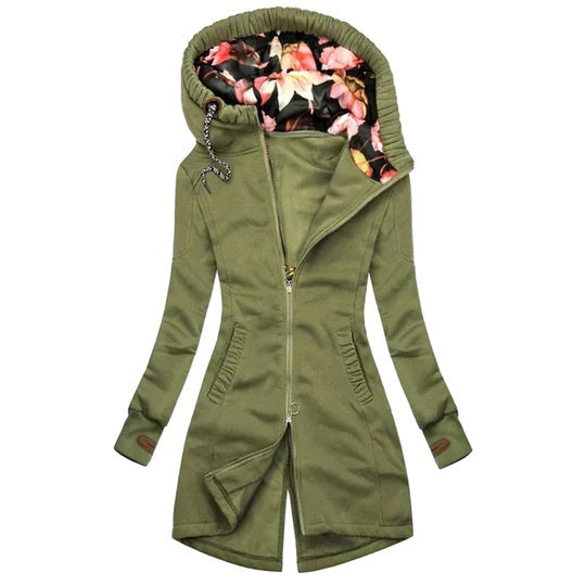 Street-wave Women's Hooded Winter Jacket With Zip Front Cozy Lined Coat For Cold Weather