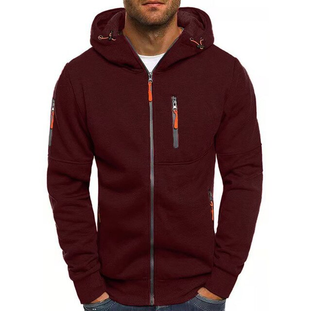 Street-Wave Men's Sport Hooded Jacket With Neon Zipper Pockets For Active Everyday Wear