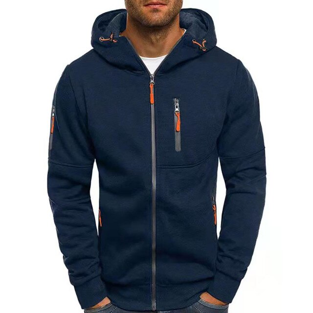 Street-Wave Men's Sport Hooded Jacket With Neon Zipper Pockets For Active Everyday Wear
