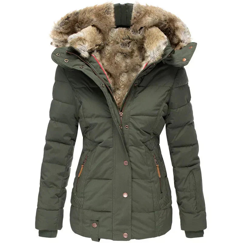Street-wave Womens Puffer Coat With Hooded Warmth And Cozy Insulation For Winter Style And Comfort