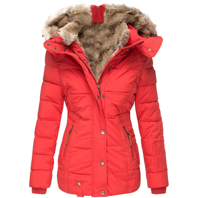 Street-wave Womens Puffer Jacket With Faux Fur Trim For Women Warm Insulated Hooded Coat For Winter Outdoors