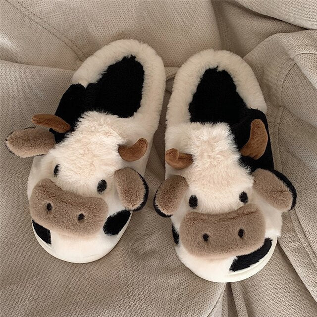 Street Wave Orthopedic Cow Slippers for Women Plush Comfort and Warmth with Cozy Lining