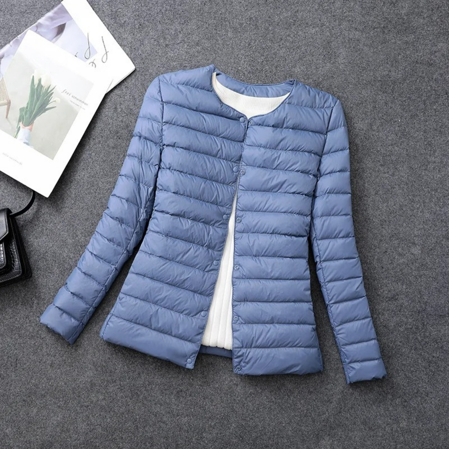 Street-wave Womens Lightweight Quilted Jacket With Round Collar For All Day Cozy Style